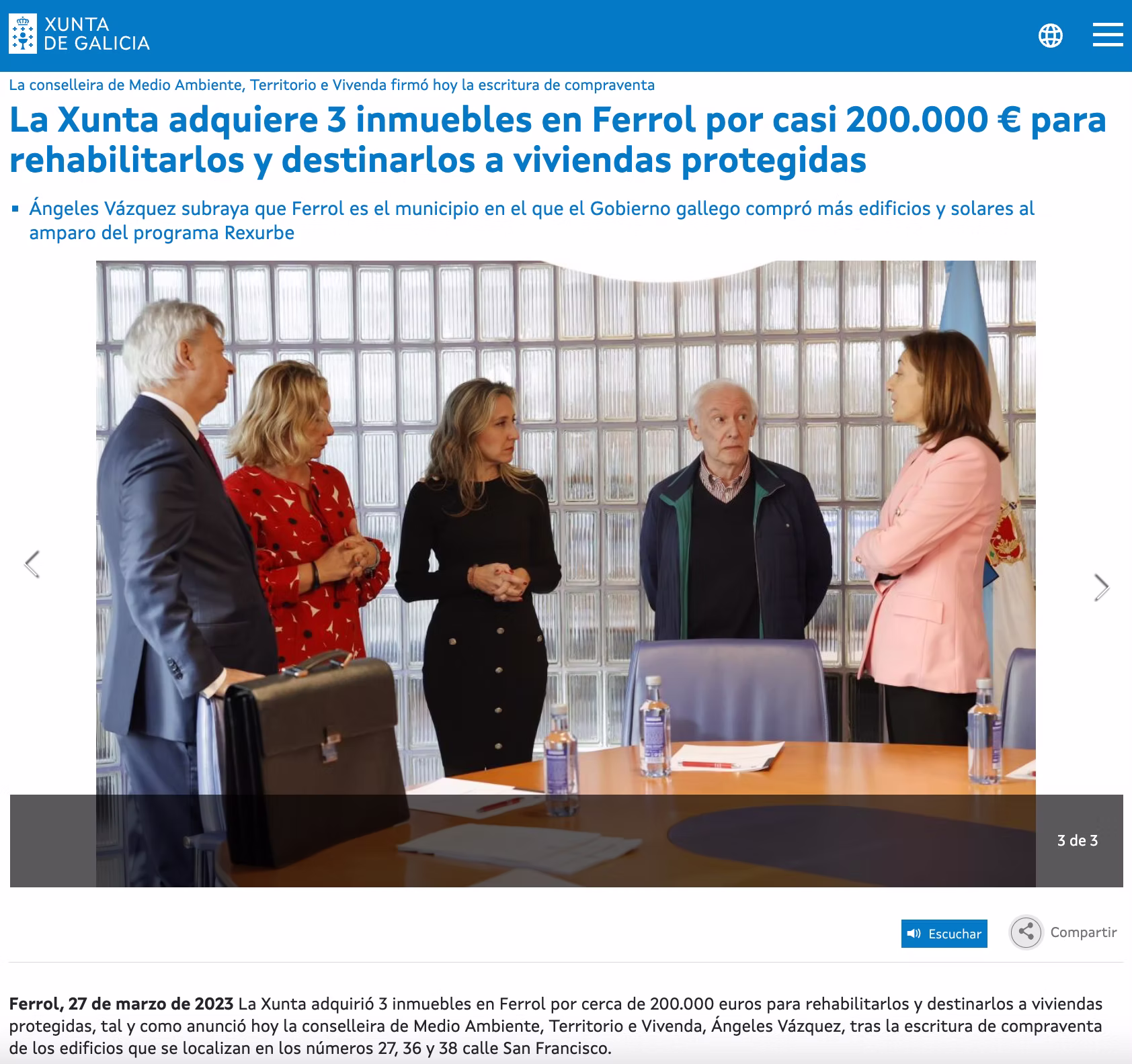 Compra de edificios en Ferrol Vello para vivienda social
